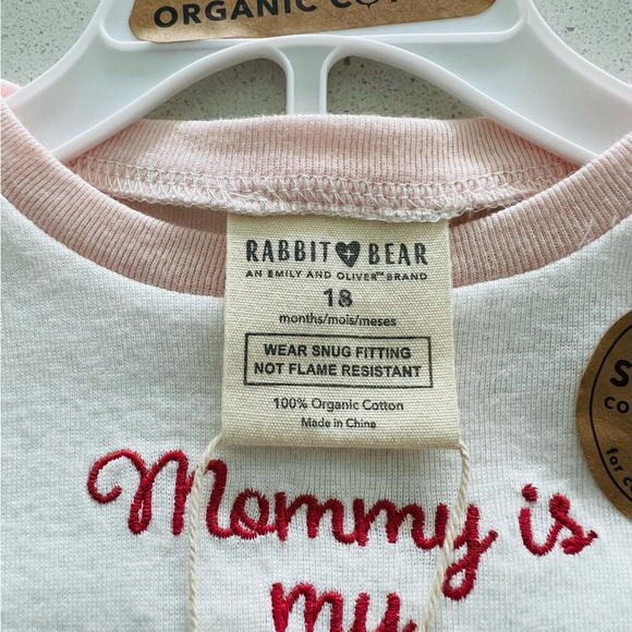 Rabbit + Bear Organic Pajamas 2 Piece Set Mommy is my Jam NWT - Picture 4 of 10